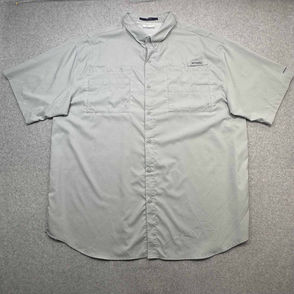 Columbia Tamiami Shirt Mens 3XLT Gray Short Sleeve Vented Fishing Outdoor